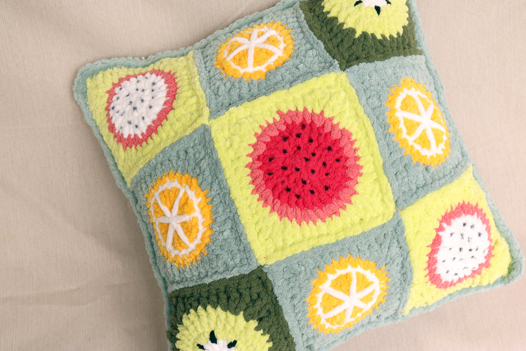 Fruit Granny Square Throw Pillow