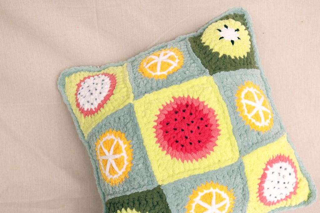 Fruit Granny Square Throw Pillow