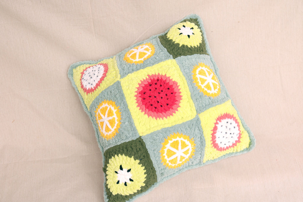 Fruit Granny Square Throw Pillow